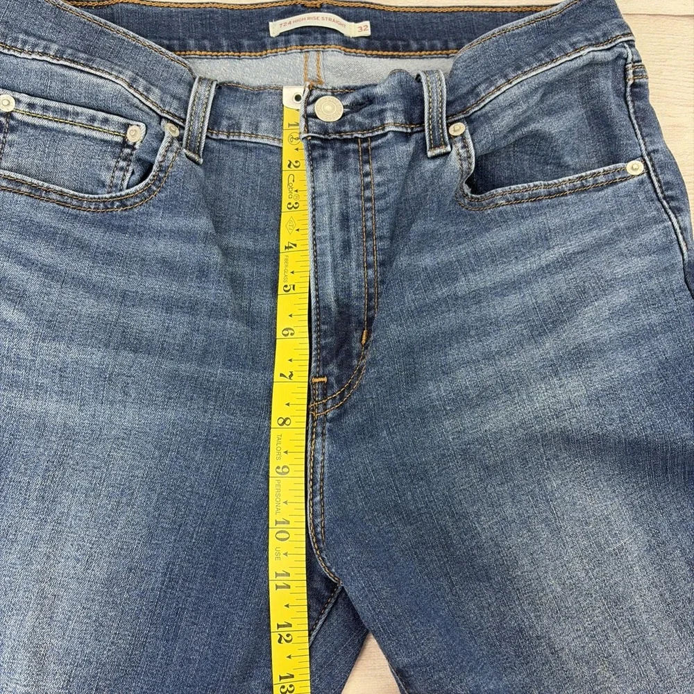 Levi Strauss 724 Men's 32x29 High Rise Slim Straight Blue Jeans Stretch EXC
